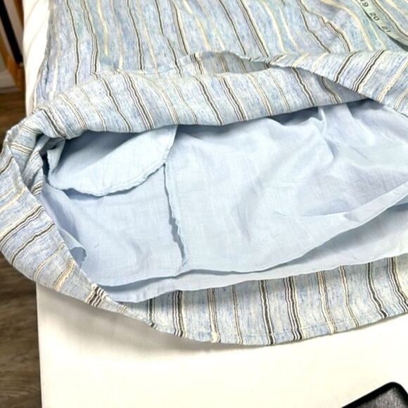 Madewell Women's XXS Yoked Mini Dress in Textured Stripe Sleeveles Blue Pockets - Picture 15 of 16